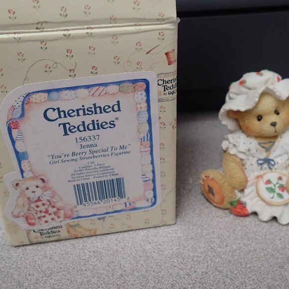 Cherished Teddies Jenna You're Berry Special To Me Girl Sewing Strawberries - Picture 2 of 7
